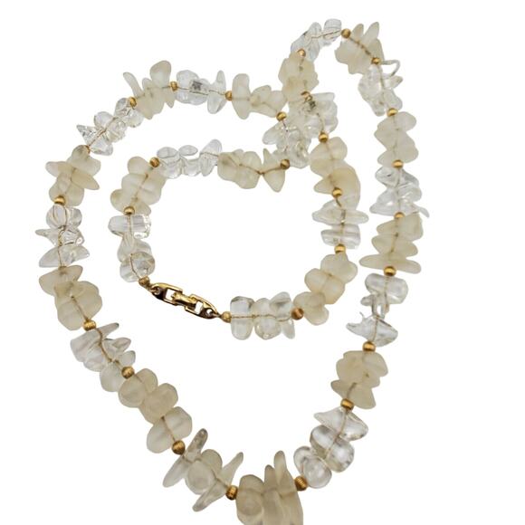 Napier Frosted Ice Necklace Faux Crystal Chip Beads Acrylic Lucite Nugget 29"L - Picture 9 of 9
